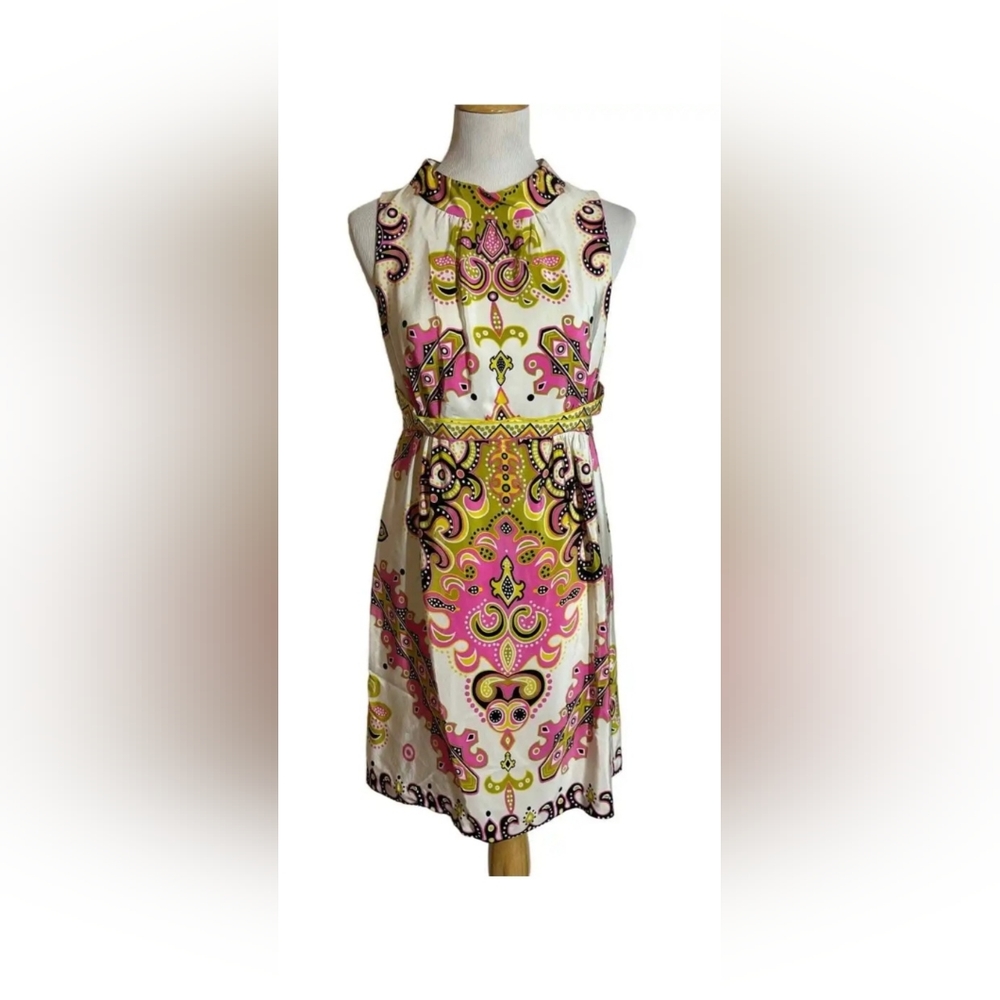 Tibi Silk Regal Paisley Motif Shift Dress 0 flawless & stunning